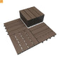 Outdoor Deck Tiles HDPE Dark Brown Interlocking 12x12in 9 Piece