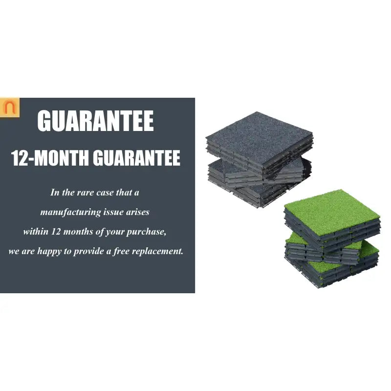 Outdoor Deck Tiles Carpet-Style Plastic Gray Interlocking 12x12in