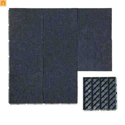 Outdoor Deck Tiles Carpet-Style Plastic Gray Interlocking 12x12in