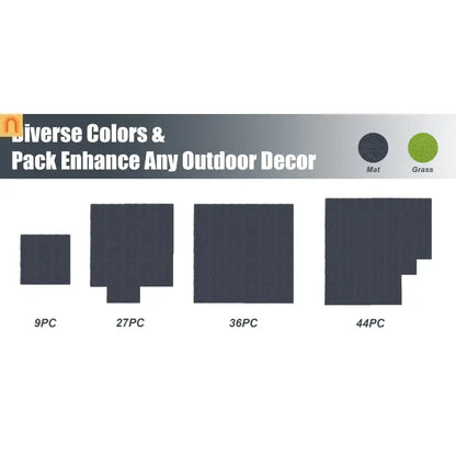 Outdoor Deck Tiles Carpet-Style Plastic Gray Interlocking 12x12in