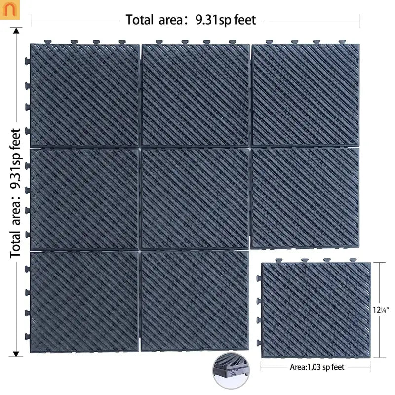 Composite Deck Tiles Interlocking Dark Gray 12x12" 36pc