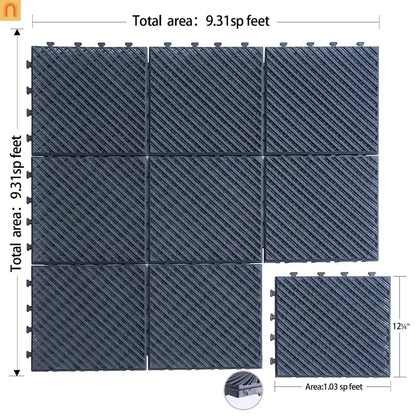 Composite Deck Tiles Interlocking Dark Gray 12x12" 36pc