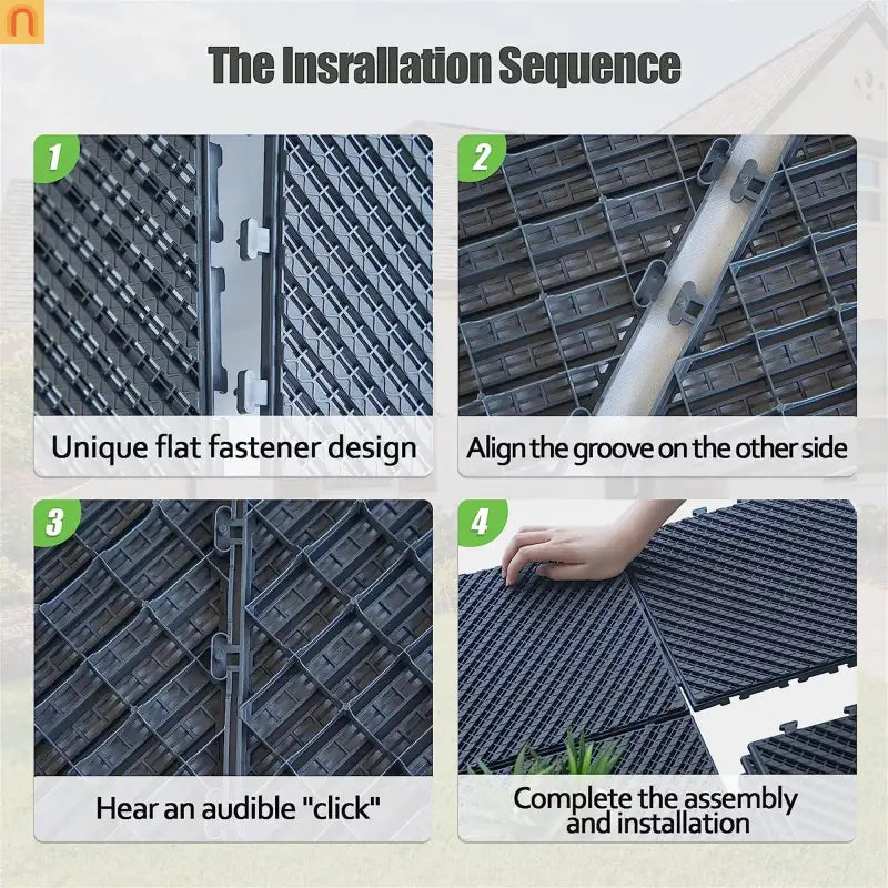 Outdoor Composite Deck Tiles 12x12" Dark Gray Interlocking