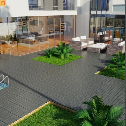 Outdoor Deck Tiles WPC Dark Gray 11.8in Pack of 22