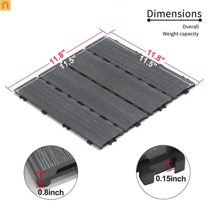 Outdoor Deck Tiles WPC Dark Gray 11.8in Pack of 22