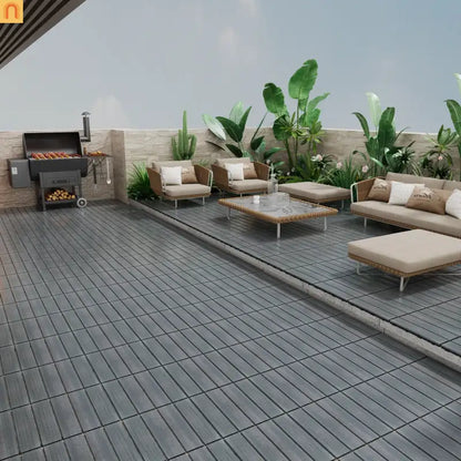 Outdoor Deck Tiles WPC Dark Gray 11.8in Pack of 22