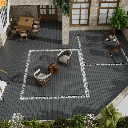 Outdoor Deck Tiles WPC Dark Gray 11.8in Pack of 22