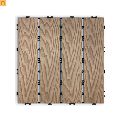 Outdoor Deck Tiles WPC Teak 3D Finish 11.8in Pack of 22