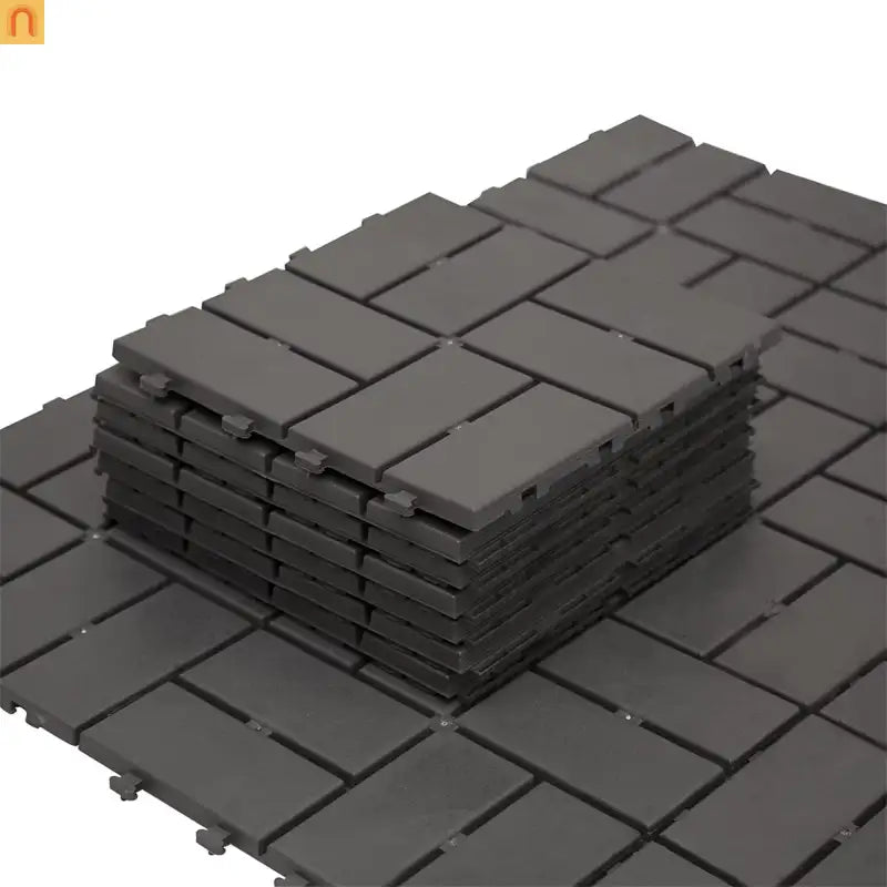 Outdoor Deck Tiles Interlocking Plastic Gray Checkered 12x12 in Pack of 36