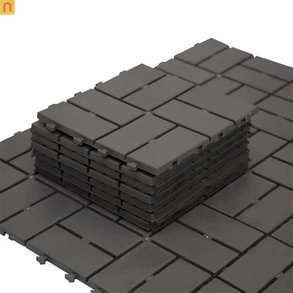 Outdoor Deck Tiles Interlocking Plastic Gray Checkered 12x12 in Pack of 36