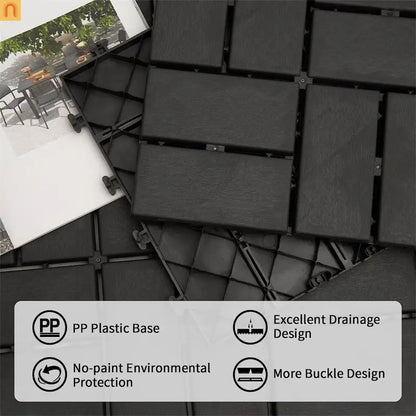 Outdoor Deck Tiles Interlocking Plastic Gray Checkered 12x12 in Pack of 36
