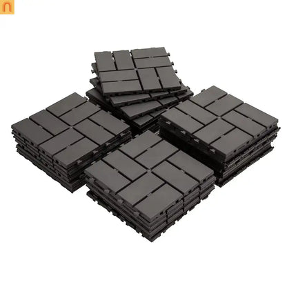 Outdoor Deck Tiles Interlocking Plastic Gray Checkered 12x12 in Pack of 36