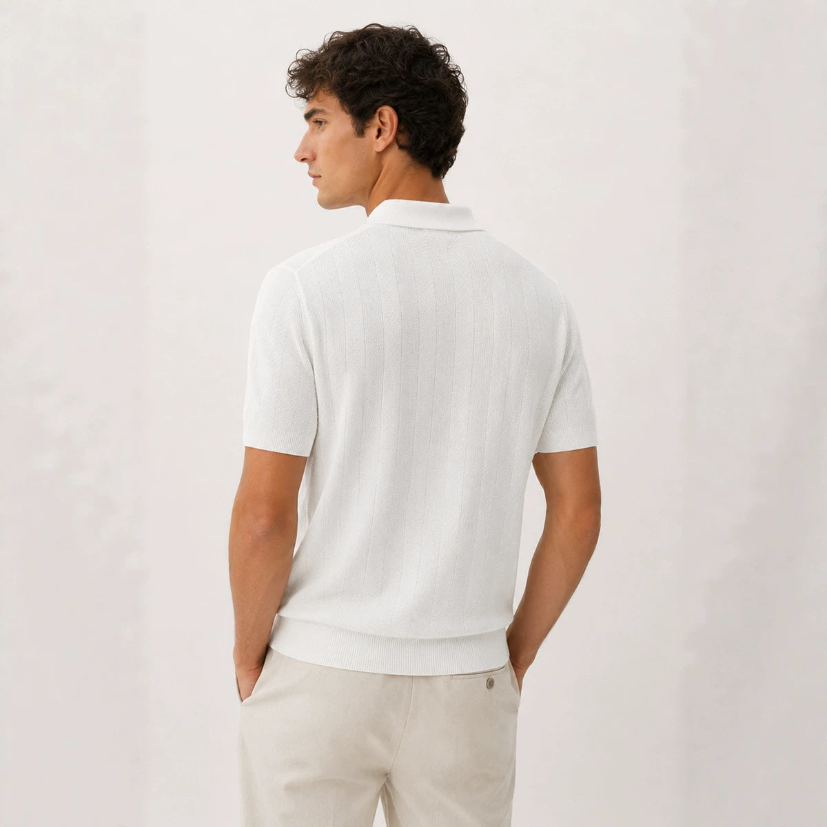 Casual Knitted Short-sleeve Mens Polo Shirt