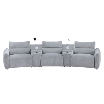 Fullar - Modular Power Motion Armless Recliner - Light Gary Chenille