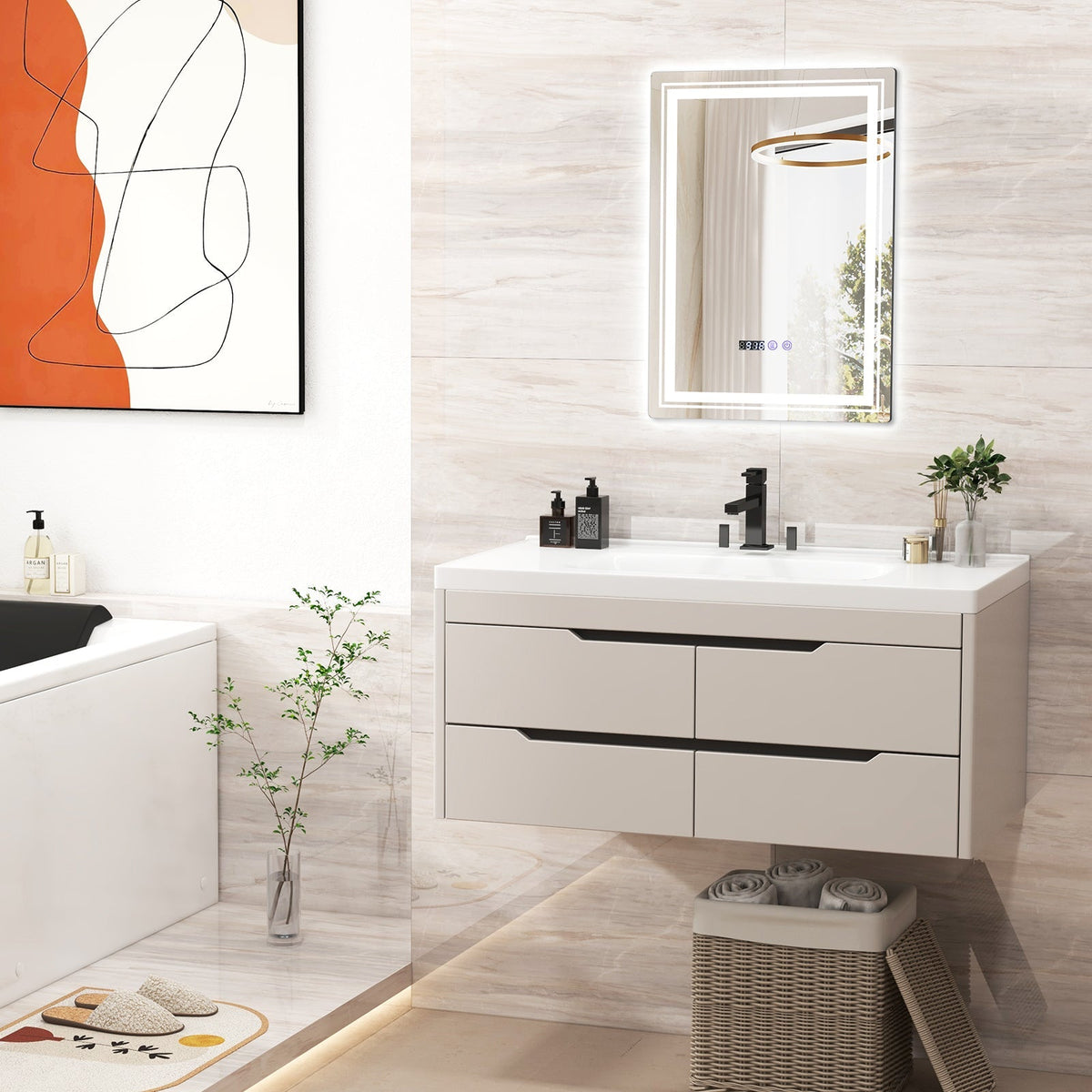 Defogging LED Bathroom Mirror with Memory Function and Anti-Fog