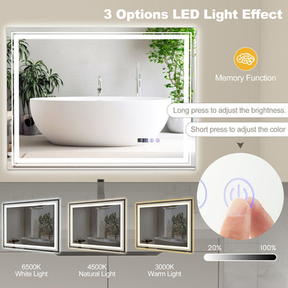 Defogging LED Bathroom Mirror with Memory Function and Anti-Fog