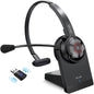 Delton 50X Noise Canceling Bluetooth or Auto Pair USB Dongle Headset with Charging Dock
