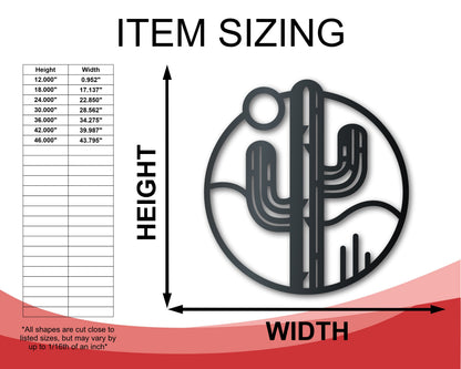 Metal Desert Cactus Wall Art | Indoor Outdoor | Up to 46" | Over 20 Color Options