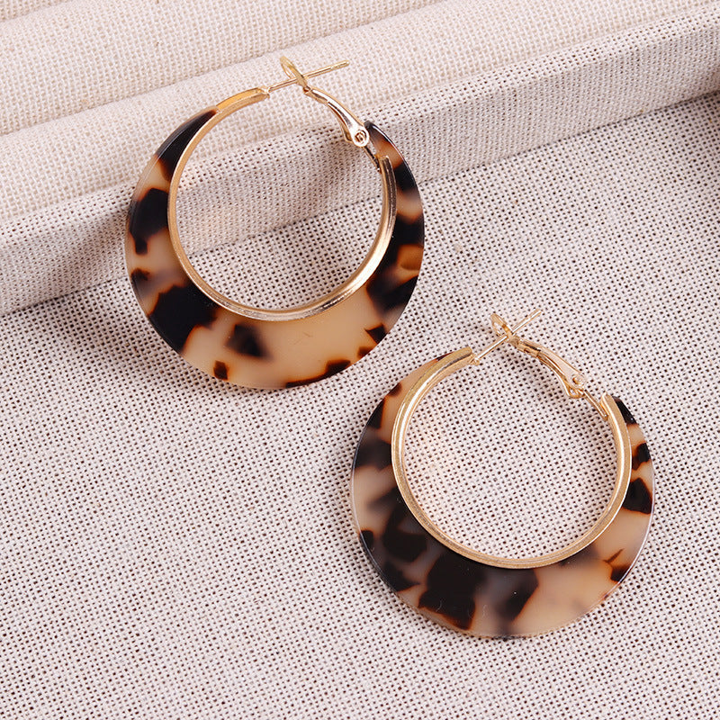 Designer Inspired Color Block Acetate Wide C Acrylic Stud Earrings
