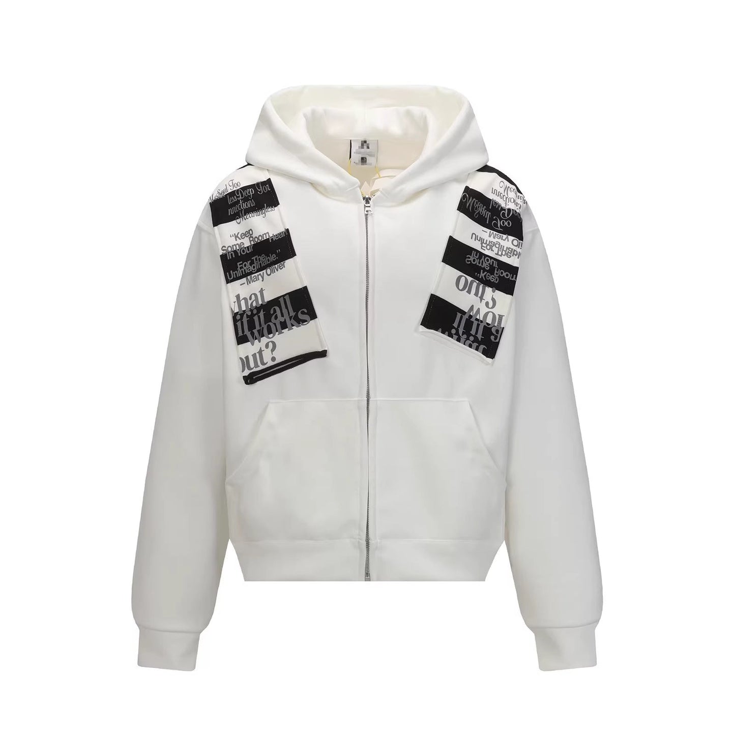 Letter-print Sporty Cardigan Hoodie For Men