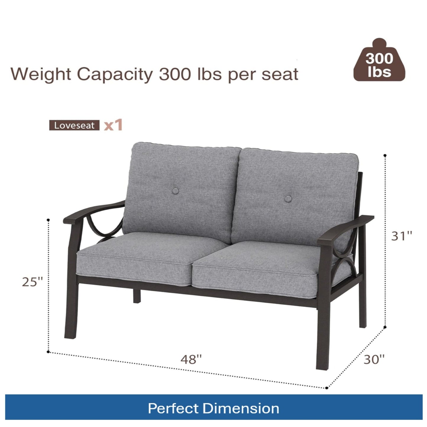 5 Piece Outdoor Patio Set Steel Seats 7 Gray