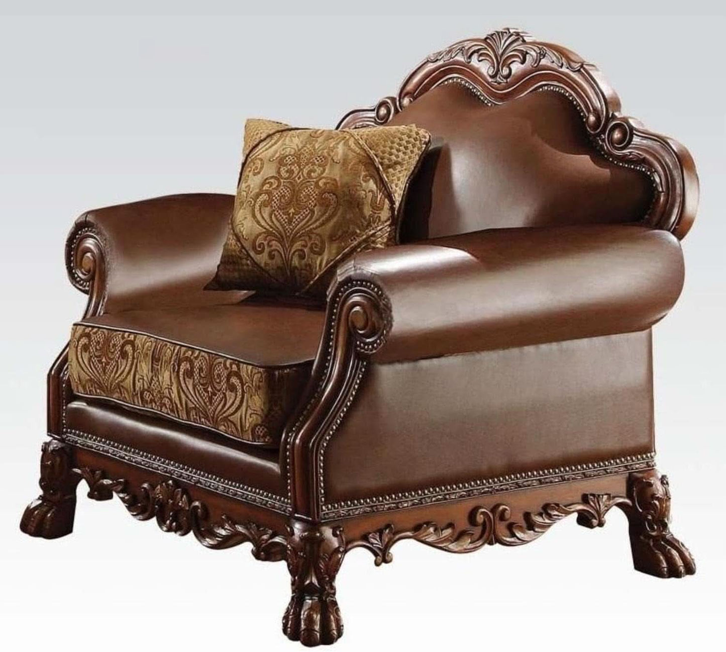 Three-Piece Living Room Set Cherry Oak Sofa Loveseat Chair