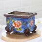 Korean-Style Hand-Painted Floral Ceramic Pot – Succulent & Bonsai Planter