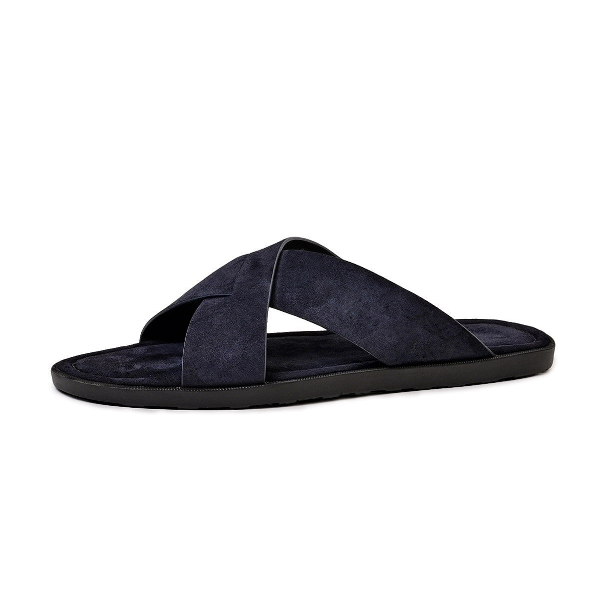 Mens Suede Slippers Summer Outdoor Cross-Strap Sandals