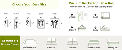 Mattress Memory Foam White Queen 10in Gel Cooling Layers