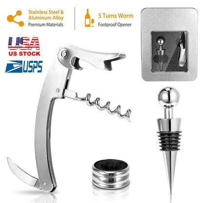 3-Piece Wine Opener Set with Foil Cutter, Drip Collar, and Cork Stopper