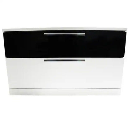 2 Drawer Nightstand, Bedside Table - White / Black