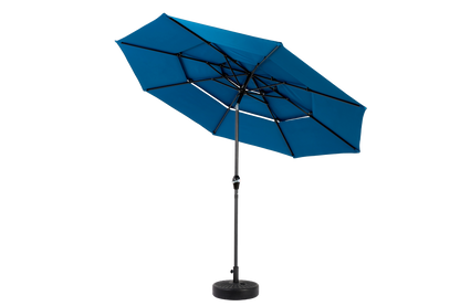 Patio Umbrella Auto Tilt 3 Tier Aluminum Dark Blue 10 Ft Crank
