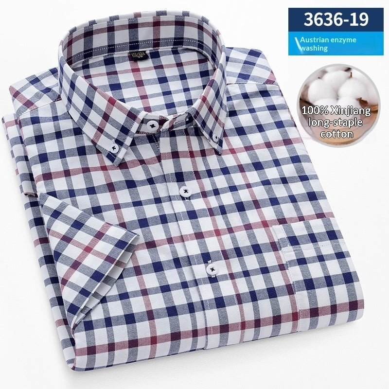 Mens Short-Sleeve Pure Cotton Oxford Shirt
