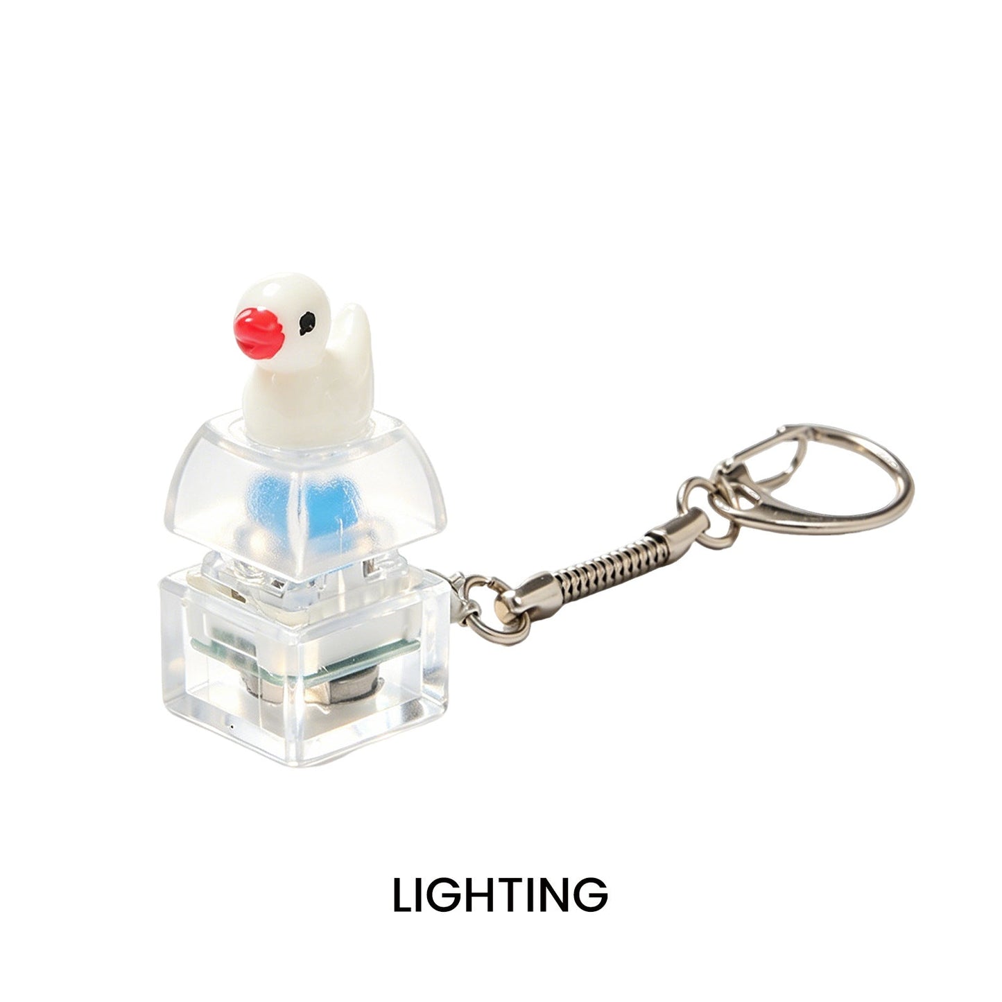 DOWMOO Glowing Button Squeeze Keychain - Glowing, Press And Flashing, Stress-Relief Pendant - Little Duck Keychain
