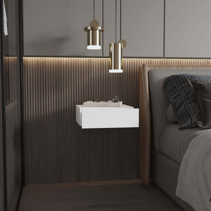 White Wall-Mounted Floating Nightstand