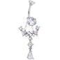 Clear CZ Gem Alluring Elegance Dangle Belly Ring