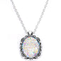 Handcrafted White Faux Opal Splash Silver Plated Chain Necklace