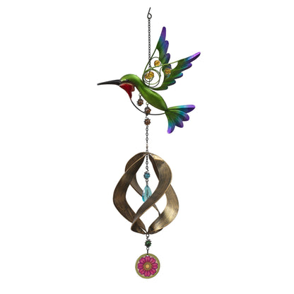 Metal Hanging Garden Friend with Spinner - Hummingbird