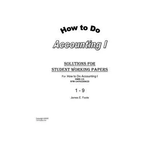 How to Do Accounting I Solutions for Chapter 1 - 9 - Paperback