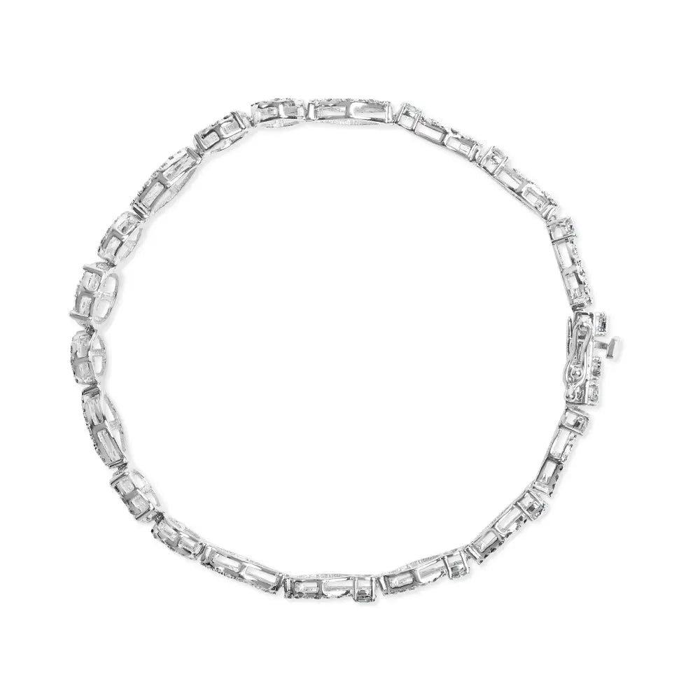 Diamond Alternating Circle & Marquise Link Bracelet in 10K White Gold – 3.00 Cttw