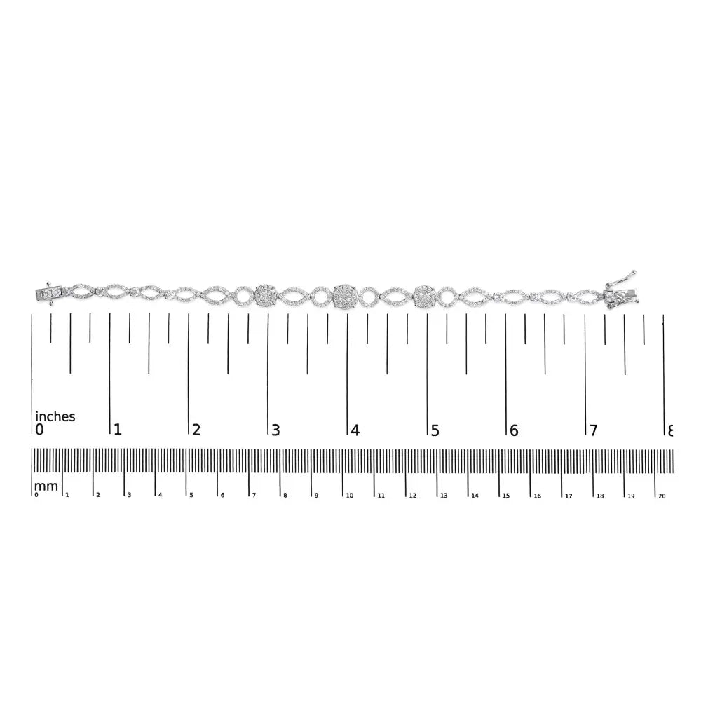 Diamond Alternating Circle & Marquise Link Bracelet in 10K White Gold – 3.00 Cttw