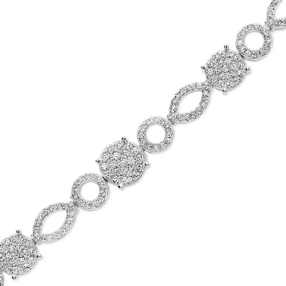 Diamond Alternating Circle & Marquise Link Bracelet in 10K White Gold – 3.00 Cttw