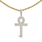 Diamond Ankh Cross Pendant Necklace in 10K Yellow Gold – 7/8 Cttw