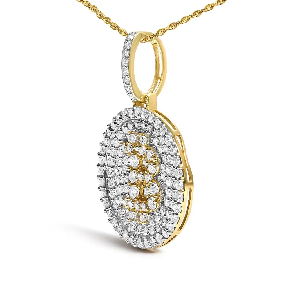 Diamond Bitcoin Letter B Coin Pendant Necklace in 10K Yellow Gold – 2 1/3 Cttw