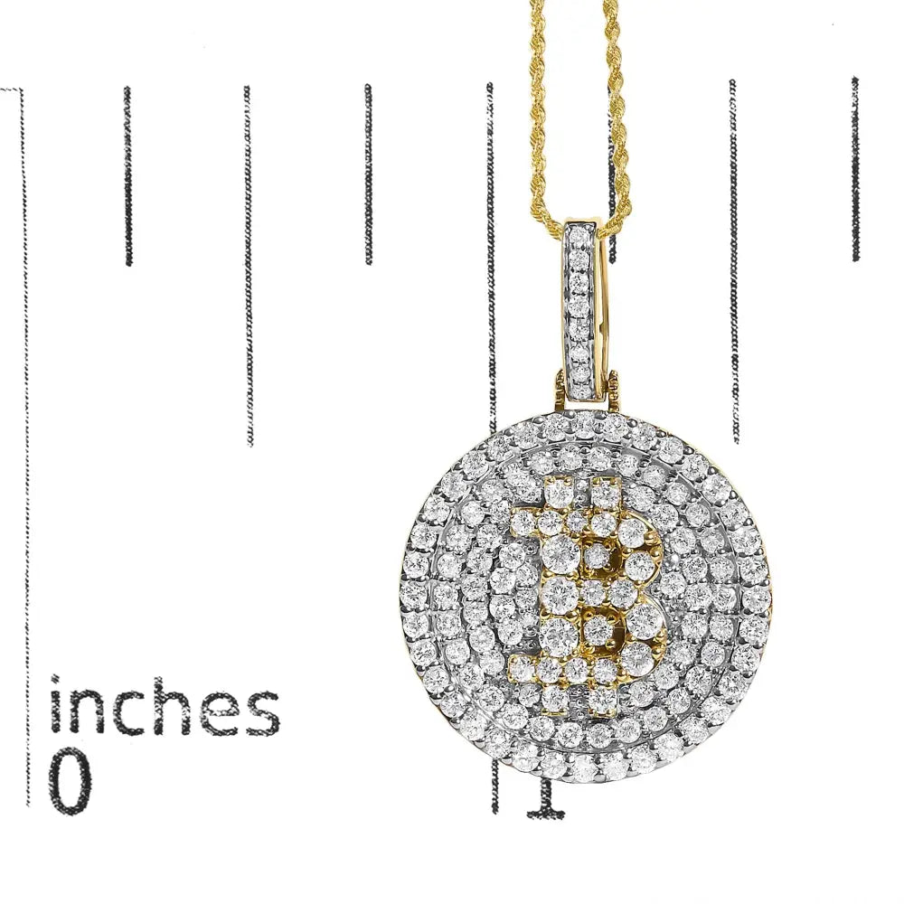 Diamond Bitcoin Letter B Coin Pendant Necklace in 10K Yellow Gold – 2 1/3 Cttw