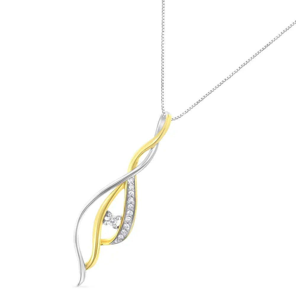 1/10 cttw Diamond Cascade Spiral Pendant in 10K Two-Tone Gold