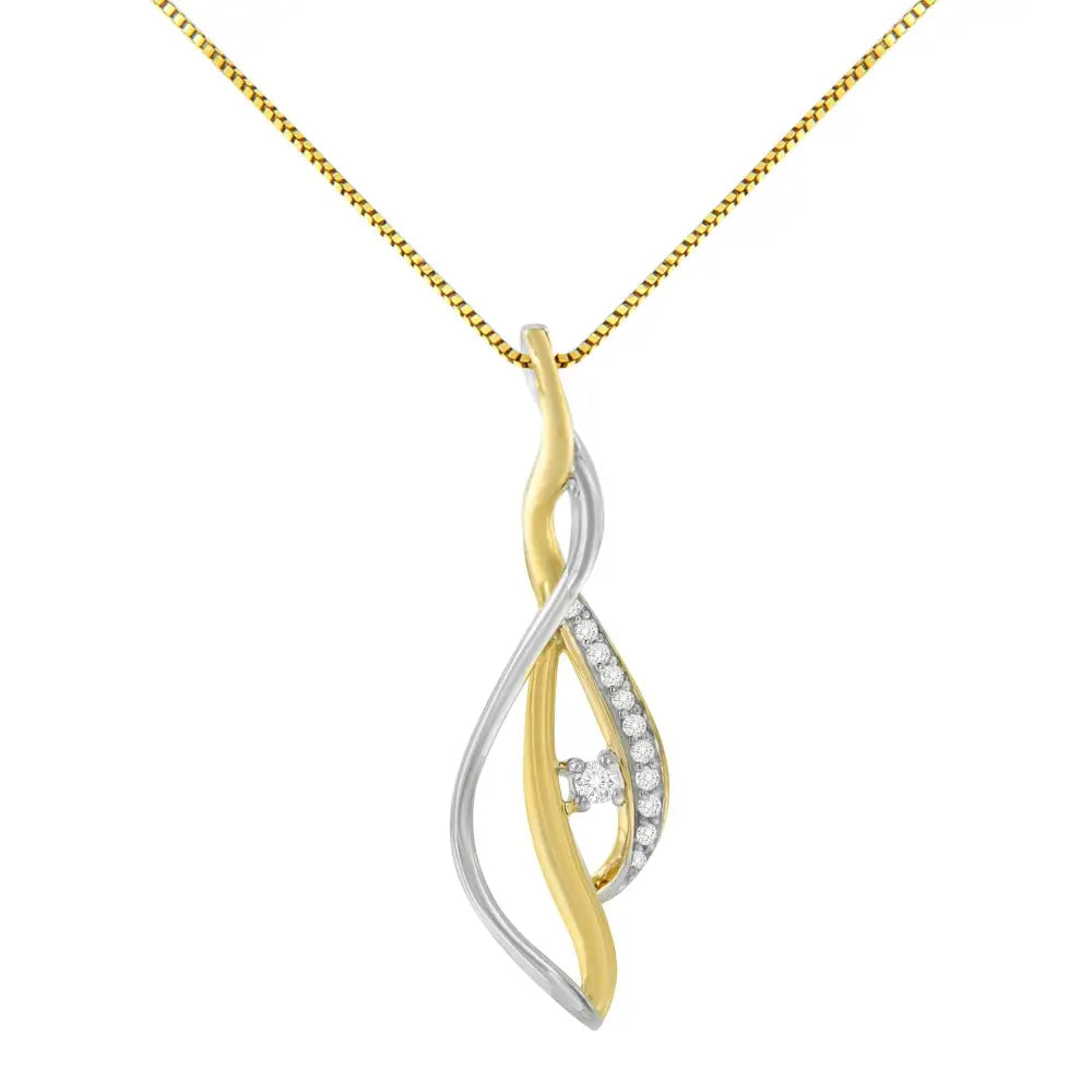 1/10 cttw Diamond Cascade Spiral Pendant in 10K Two-Tone Gold
