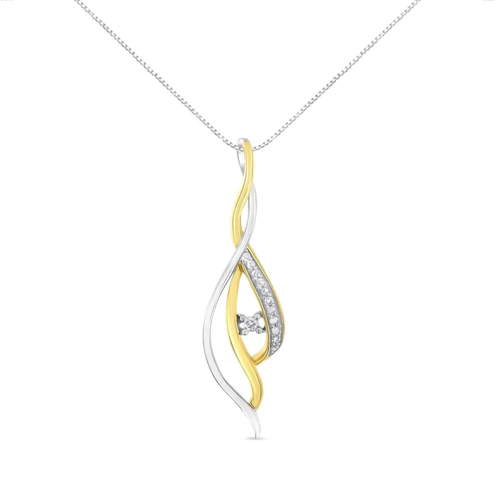 1/10 cttw Diamond Cascade Spiral Pendant in 10K Two-Tone Gold