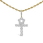 Diamond Cluster Ankh Cross Pendant Necklace in 10K Yellow Gold – 1 3/4 Cttw