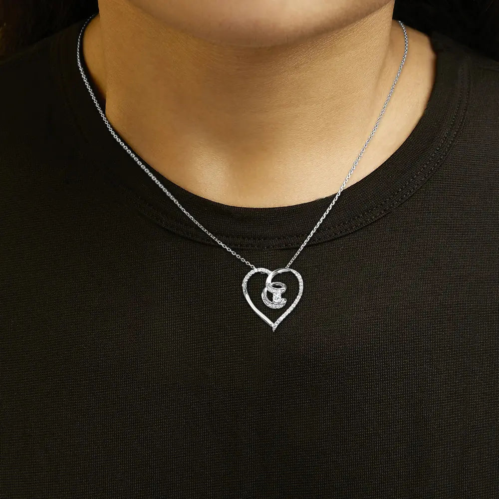 Diamond Heart Awareness Ribbon Pendant in Sterling Silver 1/4 cttw